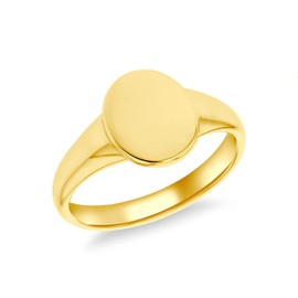 Tuscany Silver Unisex Sterling Sliver Yellow Gold Plated 9mm X 10.7mm Oval Signet Ring #M Engraving