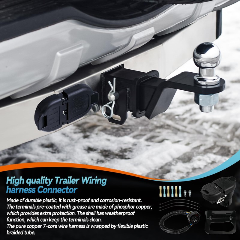 CDIYTOOL 7 Pin Trailer Tow Rear Bumper Wiring Connector Harness