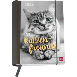 Buchkalender 2025: Für Katzenfreunde: Katzenkalender goldveredelt. Wochenplaner | Terminplaner | Organizer. Praktischer kleiner Taschenkalender, 12 heraustrennbare Postkarten inkl.