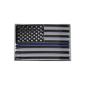 Flakita's Novelties USA American Thin Blue Line Police Officers Memorial Rectangle Metal Belt Buckle