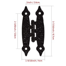 TamBee Black Cabinet Hinges Door Hinges Flush Mount Flat Hinges Antique Iron H Cabinet Hinge Hammercraft 3.5 inch 10Pcs