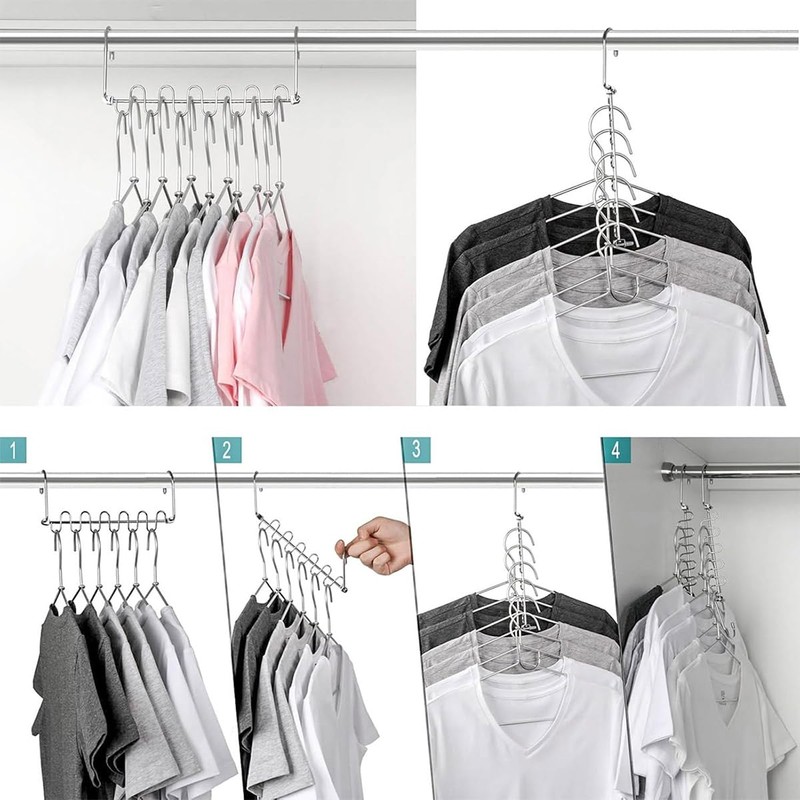 AIMALL Space-Saving Clothes Hanger 15x1.8in Iron Multi-Layer Organiser with 9