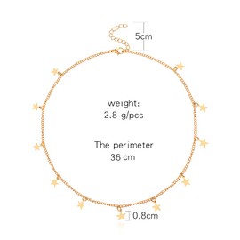 Gold Star Choker Necklace for Women Stars Necklace for Women Christmas Birthday Gifts for Daughter Granddaughter Niece Beach Five Star Chain Necklace