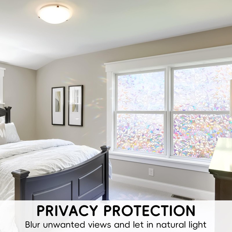 DUOFIRE Window Films for Privacy Rainbow Window Film, Stained Glass