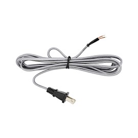 Creative Hobbies Rayon Cloth Covered Electric Lamp Cord with End Plug, Stripped Ends Ready for Wiring -8 Foot, SPT-2 UL Listed (Silver)
