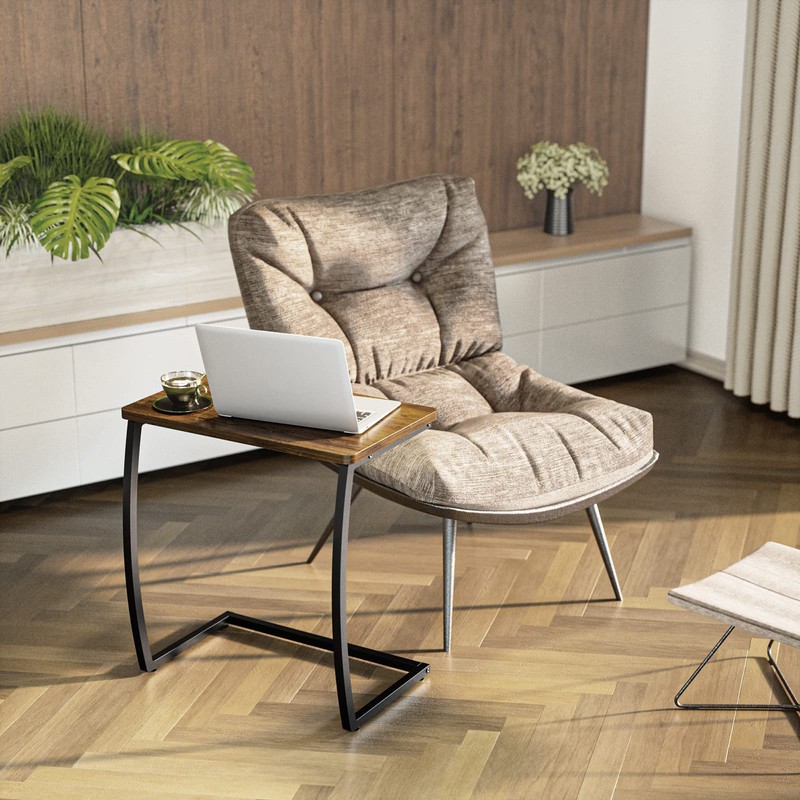 SRIWATANA Side Table, End Table, Vintage C-Shaped Couch Table for