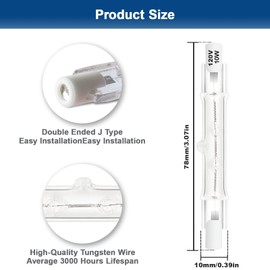 R7S Halogen Bulbs 100W Dimmable 120V 78mm T3 J Type Floodlight Bulb with Long Lifespan, 2700K Warm White Linear Double Ended Light Bulbs for Work, Security, Landscape Lights, Floor Lamps, 5 Pack