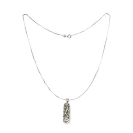 925 Sterling Silver Mezuzah Necklace, Scroll Pendant, Jewish Shema Necklace, Jewish Jewelry for Women, Chain Hebrew Letters, Messianic, Blessings Israel Gifts Souvenirs Spiritual Kabbalah Art Holy Land Mens Jewelry (Hamsa)