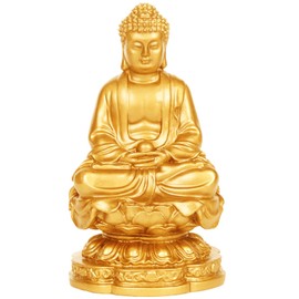 Buddha Buddha Statue Statue Seated Statue Object Good Luck Feng Shui Lucky Charm Entrance Figurine (Gold)