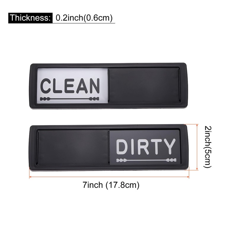 sourcing map Dishwasher Magnet Clean Dirty Sign Black Heart Shape