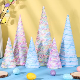 6 Pcs 12" 10" 6" Spring Summer Cone Tree Decorations Table Tree Spring Tiered Tray Decor Farmhouse Table Centerpiece for Spring Summer Wedding Anniversary Home Table Topper Decoration