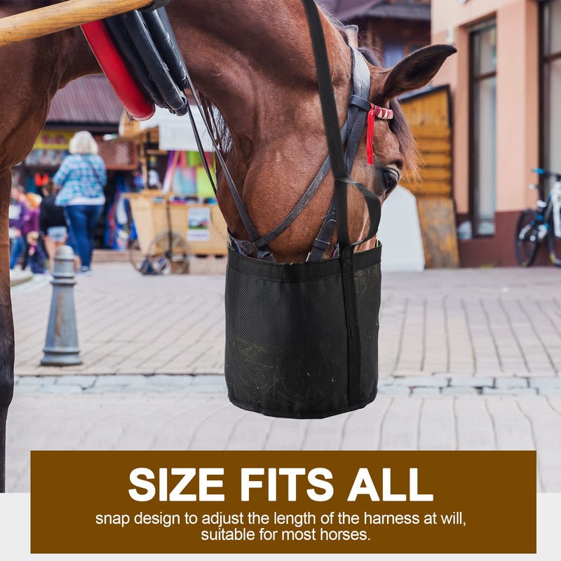 2 Pcs Horse Feed Bag Comfort Breathable Mesh Feed Bucket