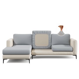 Nolan Interior Magic Sofa Cover - Classic Jacquard Chaise Couch Cover - Pet Proof, Easy Install, Stretchy Slipcover - Large, Chrome Grey