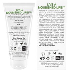 Nourish Organic Loción facial hidratante ligera, agua de rosas y argán, sin OMG, sin crueldad, 100% vegana (1.7 onzas)