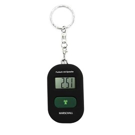 Marschall Key Fob Talking Radio-Controlled Clock I 1117S I Neck Watch Black I Extra Loud Voice Output I Large LCD Display I Perfect for Seniors, Blind and Dementia Sufferers