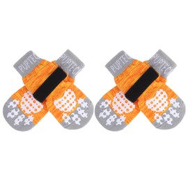 PUPTECK 2 Pairs Anti-Slip Dog Socks Paws Stop Licking, Walking Boots for Injured Paws Hot Weather/Winter, Gripper Shoes Paw Protectors for Hardwood Floors Small Large Dogs