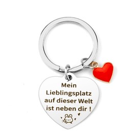 Hoosmoon Keyring Valentine's Day Partner Gift for Him Men Women Couple Gift Key Ring Christmas Birthday Gift for Couples, Gift for Boyfriend Girlfriend Anniversary, silver