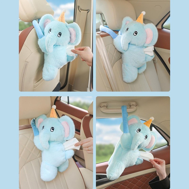 Car Tissue Box - Soft Elephant Paper Case for Backseat,Decorative