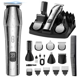Kit de Maquina para Cortar Cabello, 17 En 1 Cortadora de Cabello para Hombre, Recargable Rasuradora Electrica Hombre con Recortadora de Barba, IPX7 Impermeable, Cortapelos Inalámbrico y 5 Peines Guía