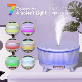 Diffusers for Essential Oils Large Room Humidifier, 500ml Aromatherapy Diffuser Cool Mist Humidifier with Remote Control,7 Colors Lights & 3 Mist Mode Waterless Auto Off for Women Office Light Purple