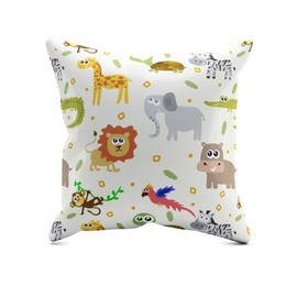 Premium Throw Pillow with Filling – Zoo Animals – 40x40 cm – Charming Deco Cushion for Nursery & Children’s Room – Kids’ Collection