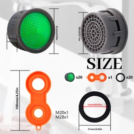 Wasserhahn Belüfter Wasserhahn Luftsprudler 20 Stück strahlregler Mischdüse Luftsprudler Wasserspareinsatz mit 20-teiliger Dichtung Wasserhahn Ersatzteile für Bad Küche