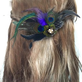 QOCUILC Feder Stirnbänder Pfau Kopfschmuck Kostüm Cocktail Vintage Zubehör für Damen, pfauenfedern, feder kopfschmuck