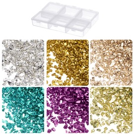 Kozelo 6 Colours Shredded Glass Pieces - [1-3 mm x 33 g] Irregular Metallic Glass Colours for Decorations, Nail Art, Electroplated Surface