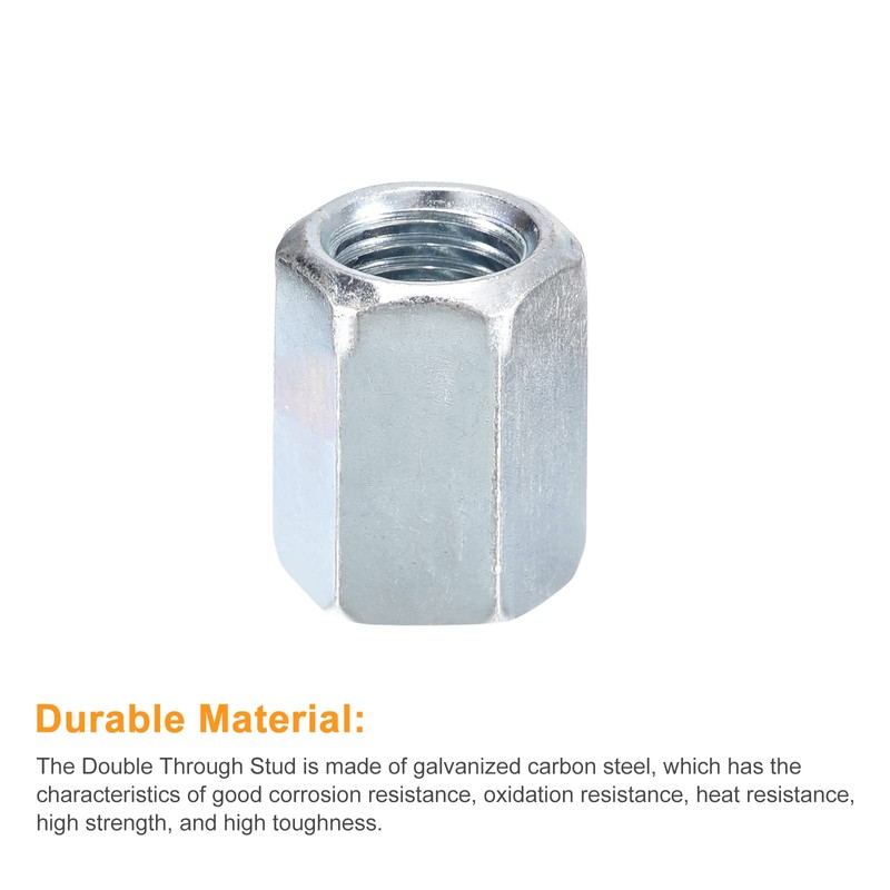 sourcing map 6pcs M16x22x30mm Coupling Nuts - Galvanized Carbon Steel