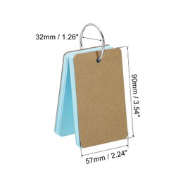 PATIKIL 3.5" x 2" Blank Flash Cards with Rings, 300 Pack Study Cards Index Cards Note Card Pre Hole Punched for Learning, Blue