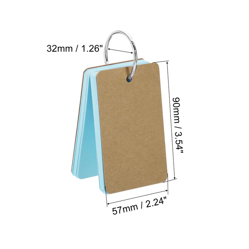 PATIKIL 3.5" x 2" Blank Flash Cards with Rings, 300