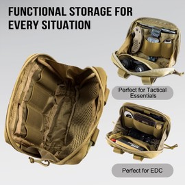 OneTigris MOLLE Pouch, Tactical Admin Pouch Belt EDC Tool Organizer Zippered Utility Waist Pack 7.5"x5"x2"(Brown)