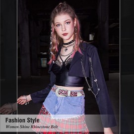 Vxrxal Rhinestone Belt Leopard Print Belt Bling Belts For Women Luxury BB Belt Y2K Cowgirl Belts for Jeans, Festival Gifts Belt (leopard pink, S:fits waist size 28''-30'')