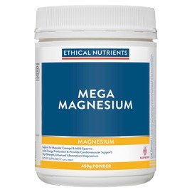 Ethical Nutrients Mega Magnesium Powder - Relieves Muscle Cramps & Spasms, High Strength - Raspberry Flavoured - 450g