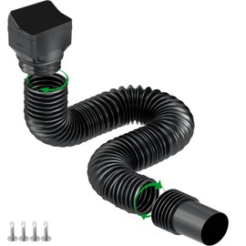 Binazon 1 Pack Black-Rain Gutter Downspout Extensions, Downspout Extender for Rainwater Drainage Flexible, Down Spout Drain Extension Pipe, Extendable from 21 to 62 Inches (Fit 3"x 4" downspouts)