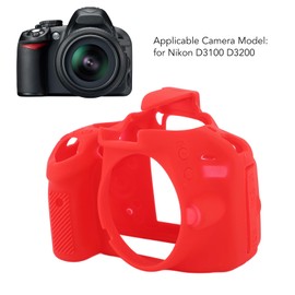 Silicone Camera Case for Nikon D3100 D3200, Shockproof and Anti Slip Protective Cover, Liquid Silicone for Comfortable Grip, Designed for Precise Integration (Red)
