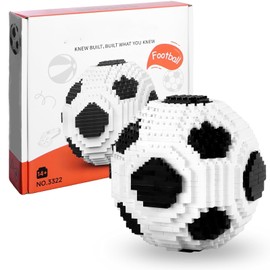 Football Building Blocks Set, 830 Pieces, 3D Puzzle for Adults and Children, Football Gifts for Boys and Football Fans, Decorative Model with 20.4 cm Diameter