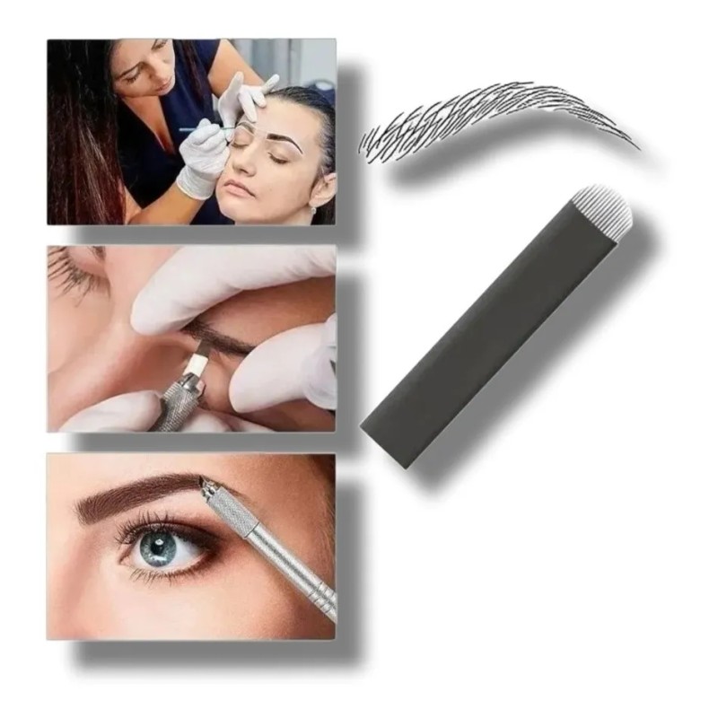 Set 10 Agujas Microblading Navajas Pin O Lengua De Gato