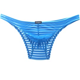 iKingsky Ropa Interior Brasileña Sexy para Hombre, Slips Transparente Debajo de Las Bragas, Cobertura de Media Espalda (S, Azul)