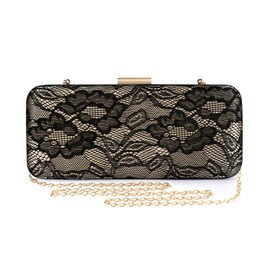 Women's Elegant Floral Lace Clutch Formal Evening Prom Handbag Purse
