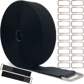 Wide 2" ×40 Ft Cable Straps with 20 Metal Buckles,Black.