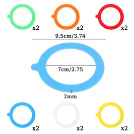 12PCS Silicone Jar Gaskets Replacement 3.75" Rubber Seals for Glass Jars Reusable Seals Airtight Leak-proof Silicone Gasket Sealing Rings for Mason Regular Mouth Canning Jars, 6 Colors