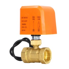 DN25 2 Way 2 Wire Electric Ball Valve Normally Closed Brass Universal Ball Valve DC12‑24V