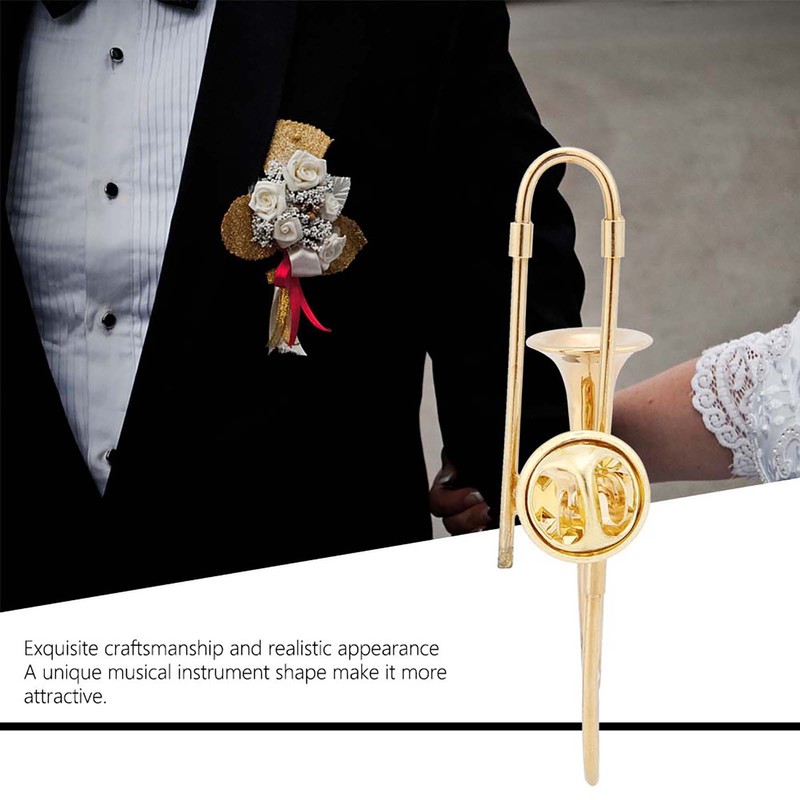 Mini Unique Gold Plating Musical Instrument Brooch Gift Decoration with