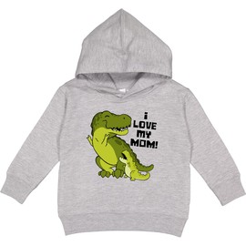 inktastic I Love My Mom with Baby and Mommy Tyrannosaurus Rex Toddler Hoodie 5-6 Heather 3afd6