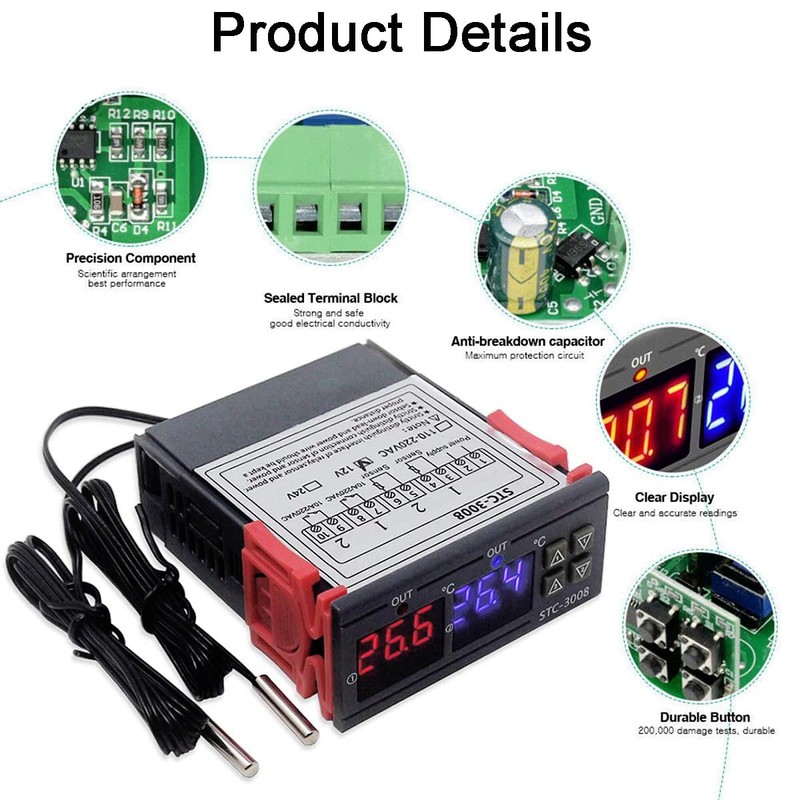 Greluma 1 x STC-3008 DC 12V Temperature Thermostat Controller, Digital