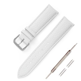 Jumpsunfun Leather Watch Strap 18mm, Genuine Leather Watch Band for Men and Women White