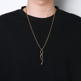 HZMAN Retro Snake Necklace for Men Women Stainless Steel Gothic Punk Hip Hop Animal Snake Pendant Biker Party Jewelry Gift, Stainless Steel, No Gemstone