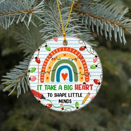 Teacher Christmas Ornament 2025 – It Takes a Big Heart to Teach Little Minds, Teacher Appreciation Gift, Back to School Thank You Gift, Holiday Tree Decoration (HC-46)