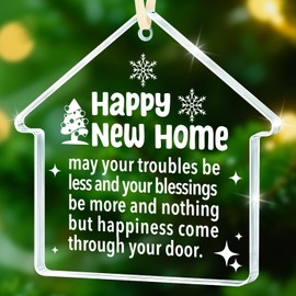Sensi Blue Housewarming Gifts For New Home,Glass Happy New Home Ornament,Irish Blessing Decoration,Realtor Closing Gift For Buyers Homeowners,New House Apartment Keepsake,First Home Present for Couple